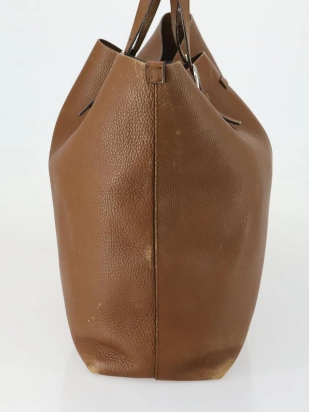 GUCCI Tote Bag Leather Brown Silver Auth - Picture 3 of 16